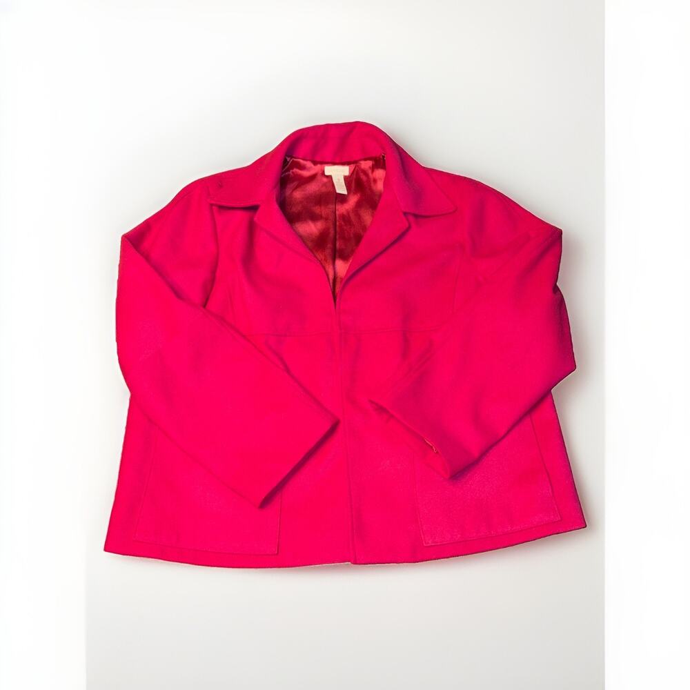 Chico’s Jacket Womens Size 3 Pink Smooth Plush Tanya Fleece Lined Open Blazer